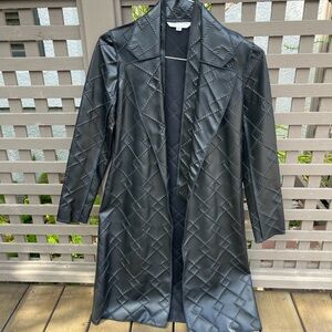 Trina Turk Black Leather Jacket with Quilted Design